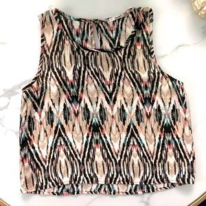Papaya folk western pattern sleeveless top